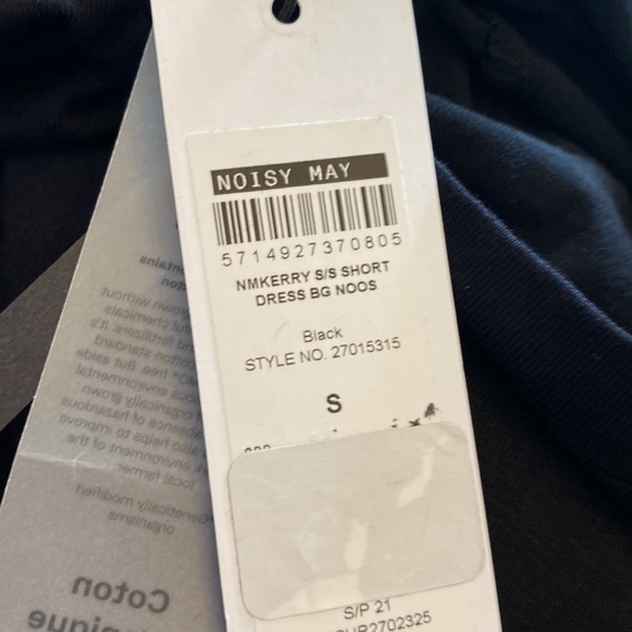 Noisy May Black Kerry Short Sleeve Babydoll Organic Cotton Dress Size Small - Picture 5 of 5